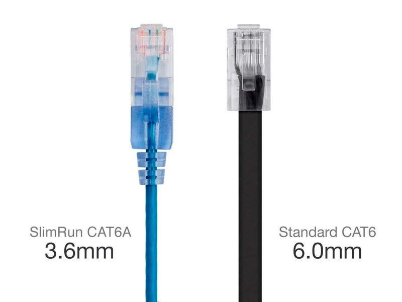 Monoprice SlimRun Cat6A Ethernet Patch Cable - Network Internet Cord - RJ45, Stranded, UTP, Pure Bare Copper Wire, 30AWG, 10 Feet, 10-color, 10-Pack - Image 3